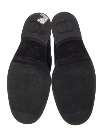 Chanel Interlocking CC Logo Velvet Combat Boots