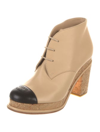 Chanel Interlocking CC Logo Leather Lace-Up Boots