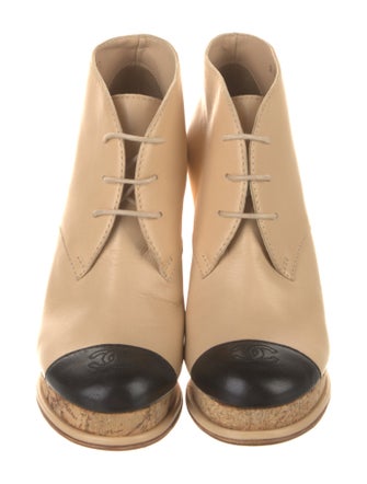 Chanel Interlocking CC Logo Leather Lace-Up Boots