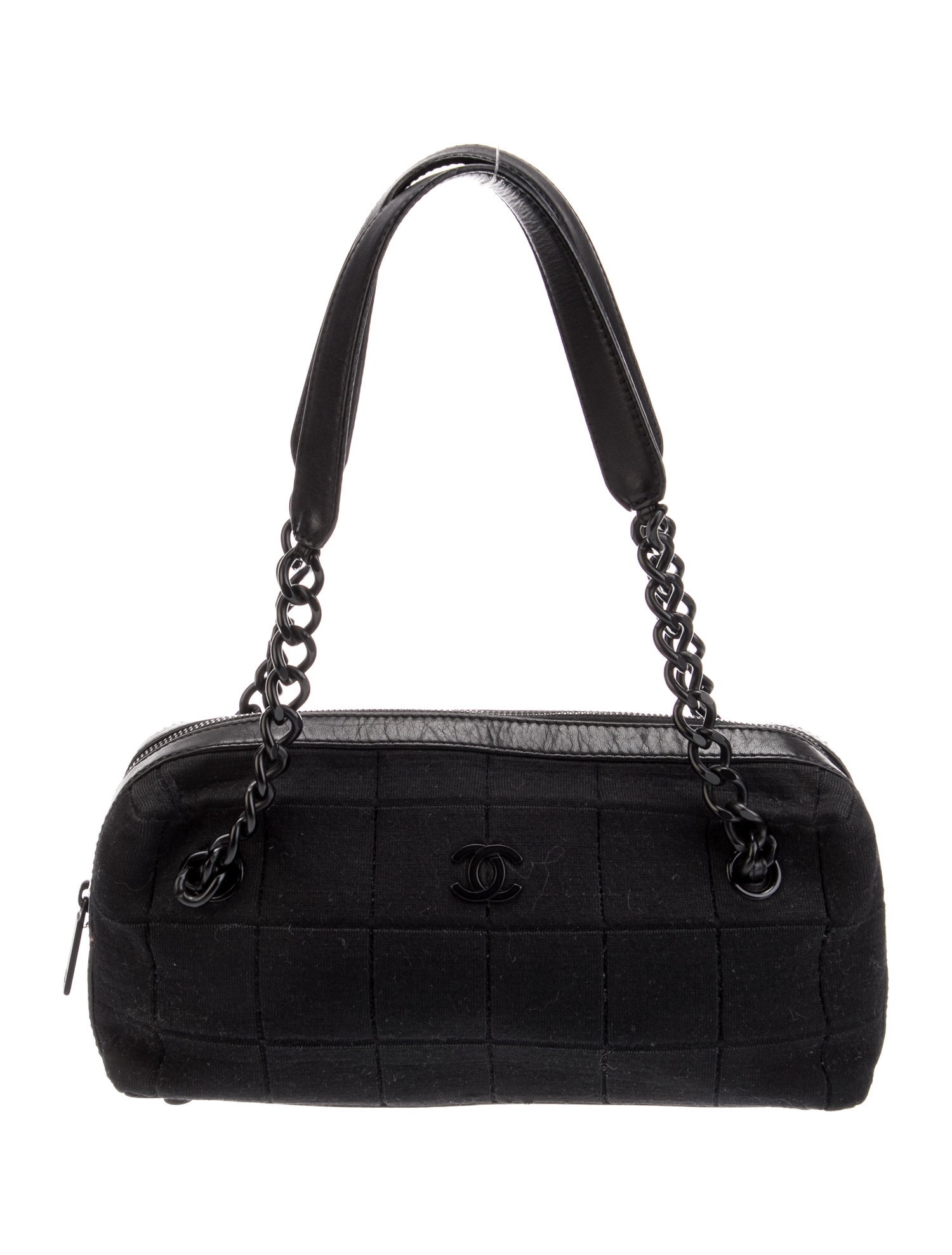 Chanel Jersey Square Quilt Bowling Bag