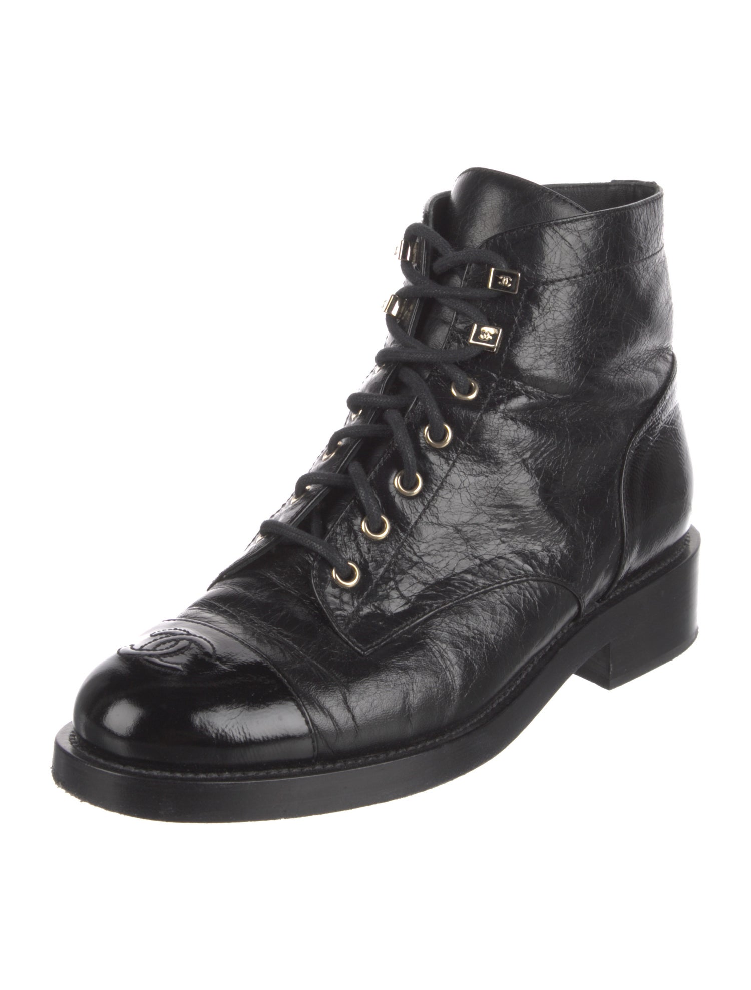Chanel 2021 Interlocking CC Logo Combat Boots