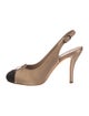 Chanel Interlocking CC Logo Satin Slingback Pumps