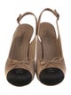 Chanel Interlocking CC Logo Satin Slingback Pumps
