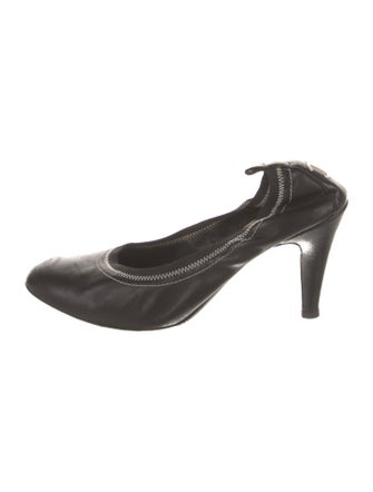 Chanel Interlocking CC Logo Leather Slingback Pumps