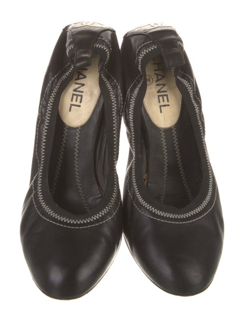 Chanel Interlocking CC Logo Leather Slingback Pumps