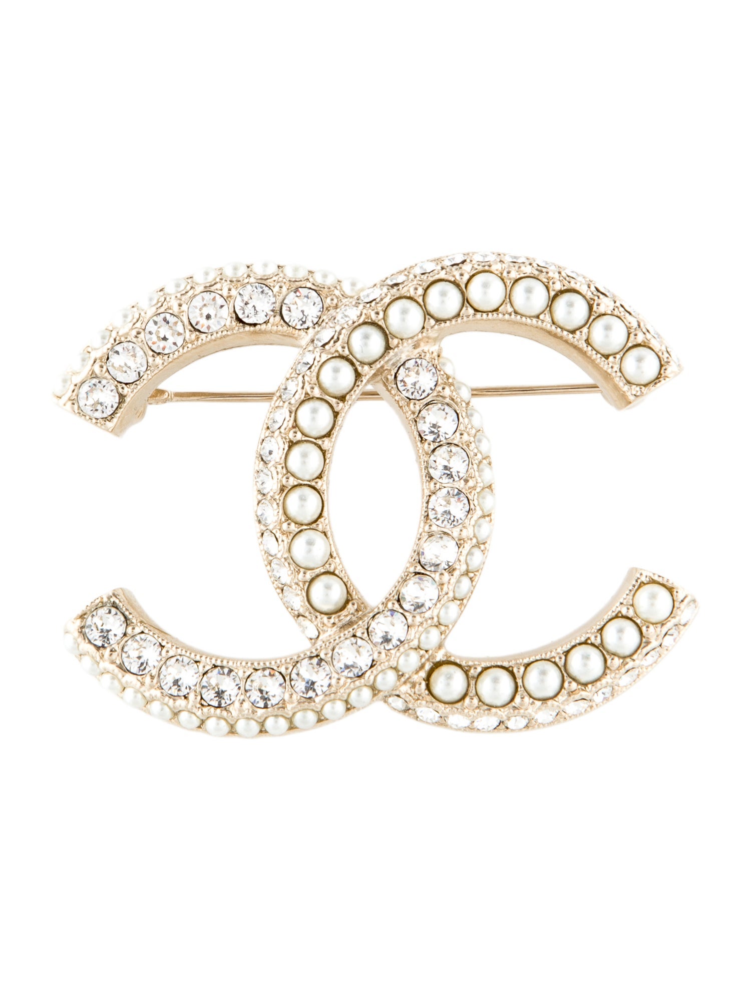 Chanel 2022 Faux Pearl & Strass CC Brooch