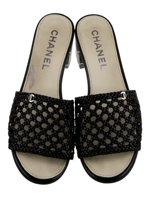 Chanel Interlocking CC Logo Leather Slides