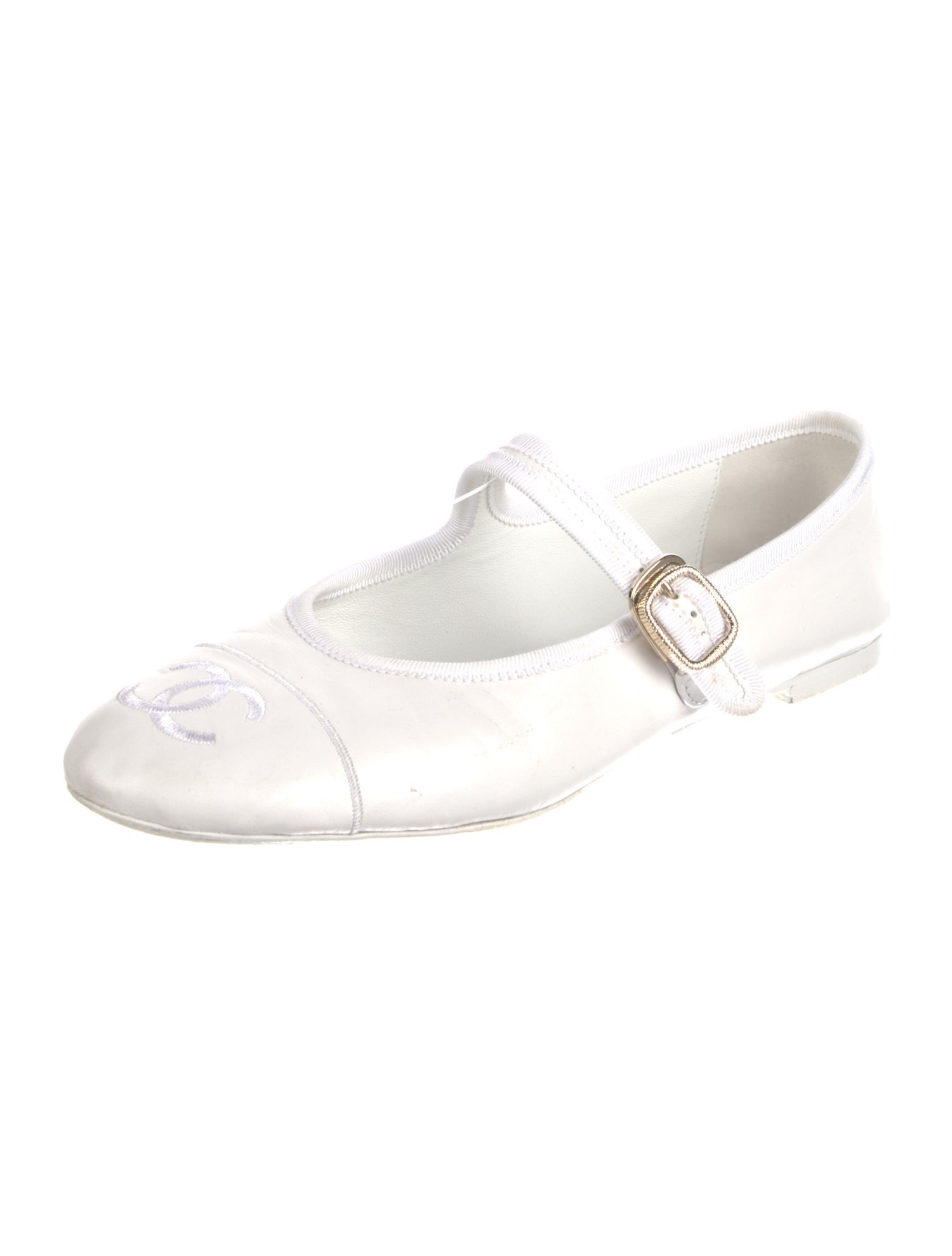 Chanel Interlocking CC Logo Leather Mary Jane Flats