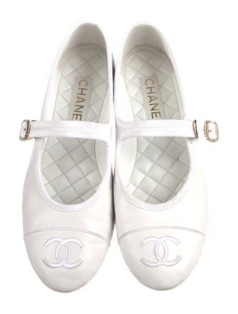 Chanel Interlocking CC Logo Leather Mary Jane Flats