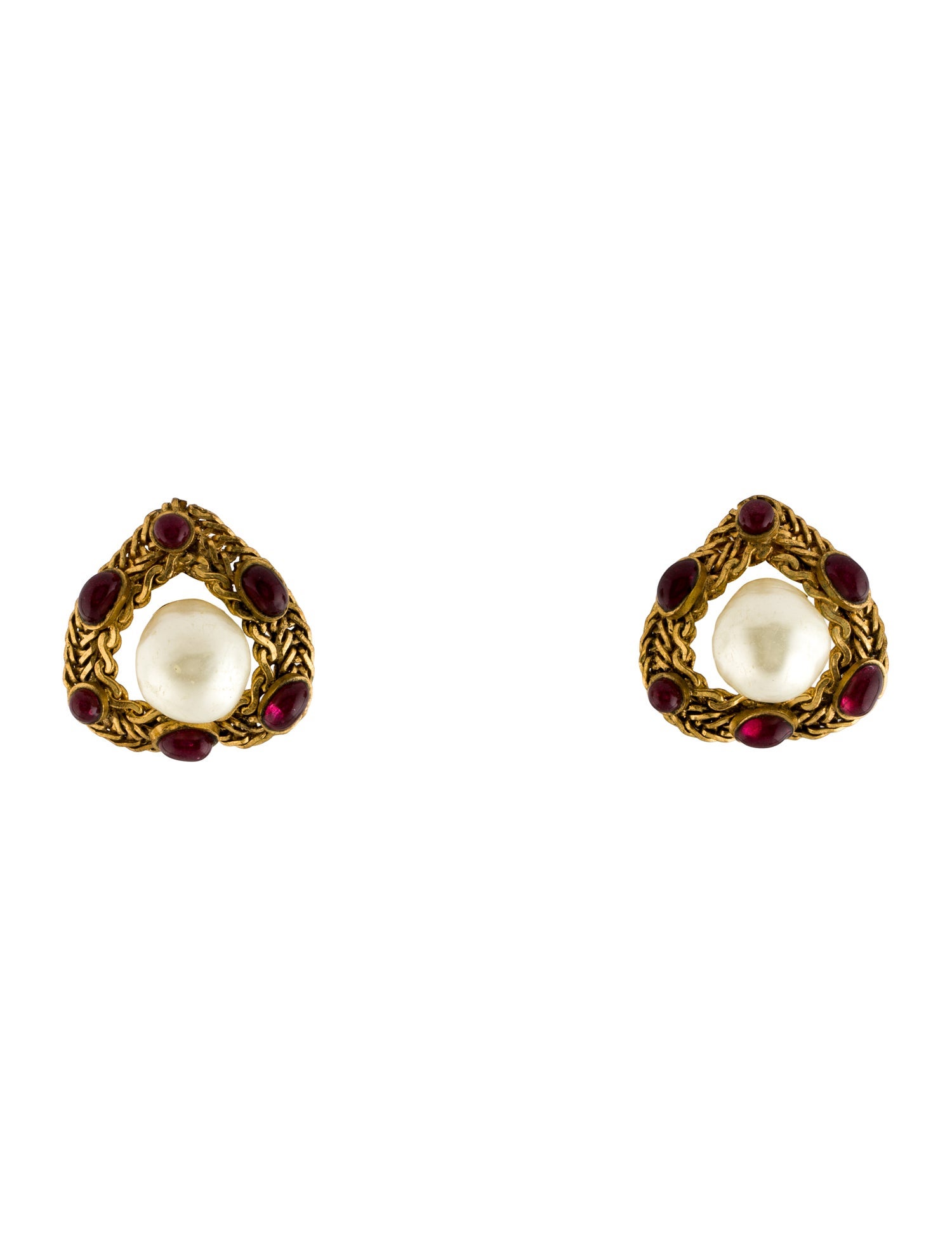 Chanel Vintage Faux Pearl & Gripoix Clip-On Earrings