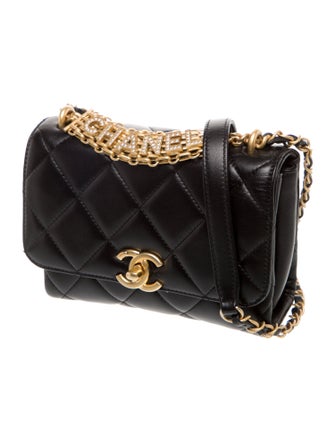 Chanel CC Crystal Logo Chain Flap Bag