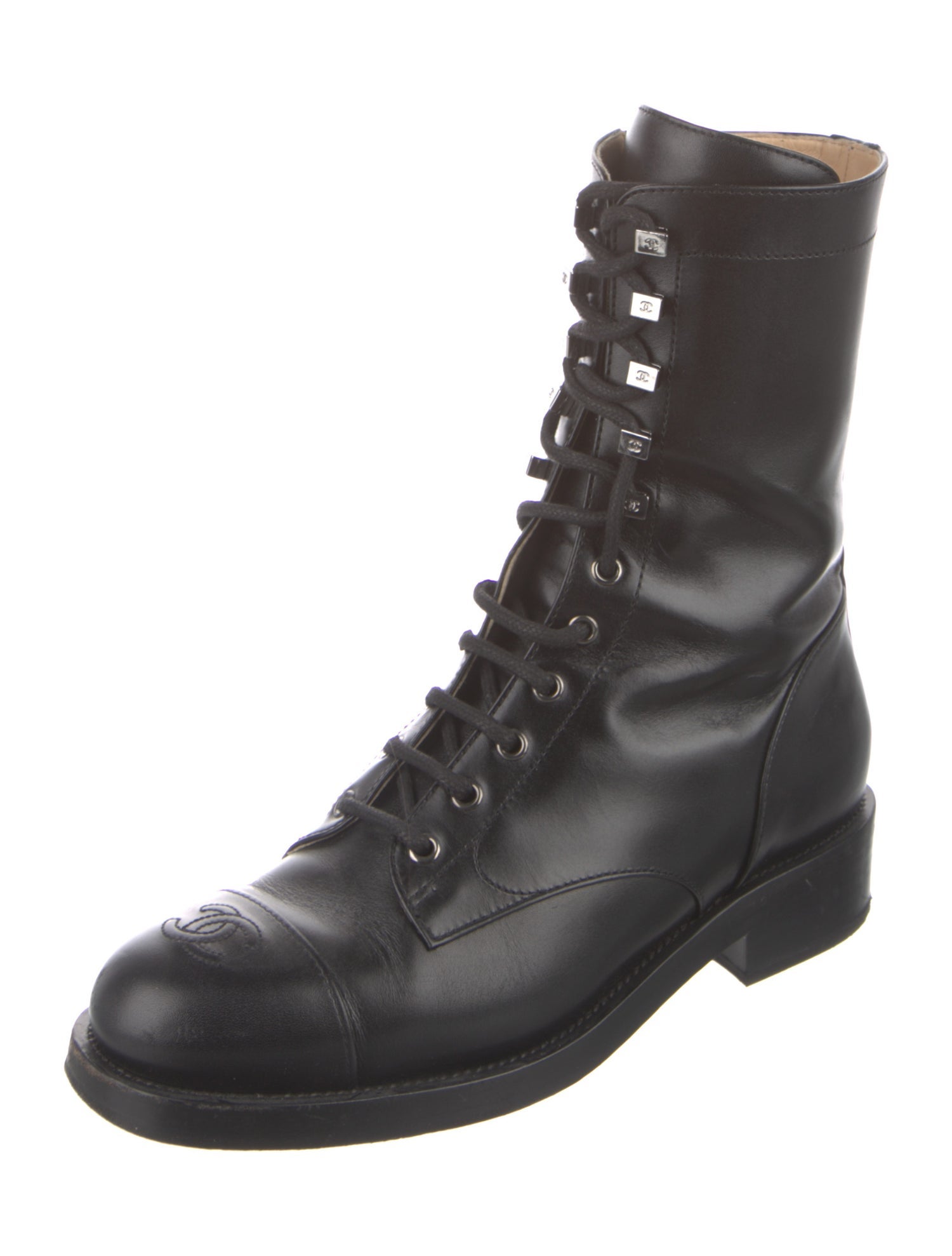 Chanel 2019 Interlocking CC Logo Combat Boots