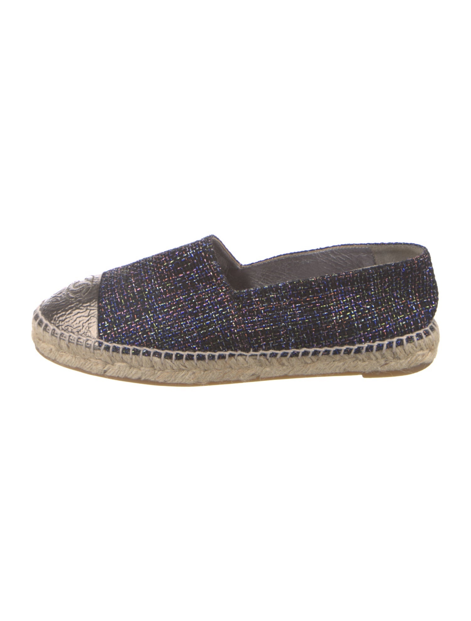 Chanel Interlocking CC Logo Tweed Espadrilles