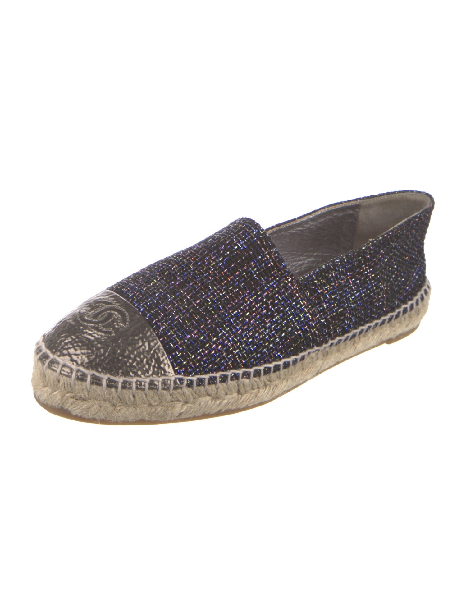 Chanel Interlocking CC Logo Tweed Espadrilles