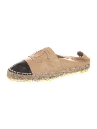 Chanel Interlocking CC Logo Leather Espadrilles