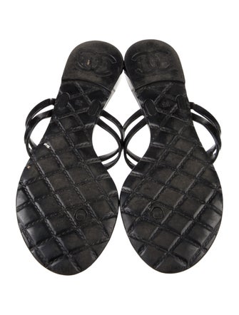 Chanel Interlocking CC Logo Rubber Slides