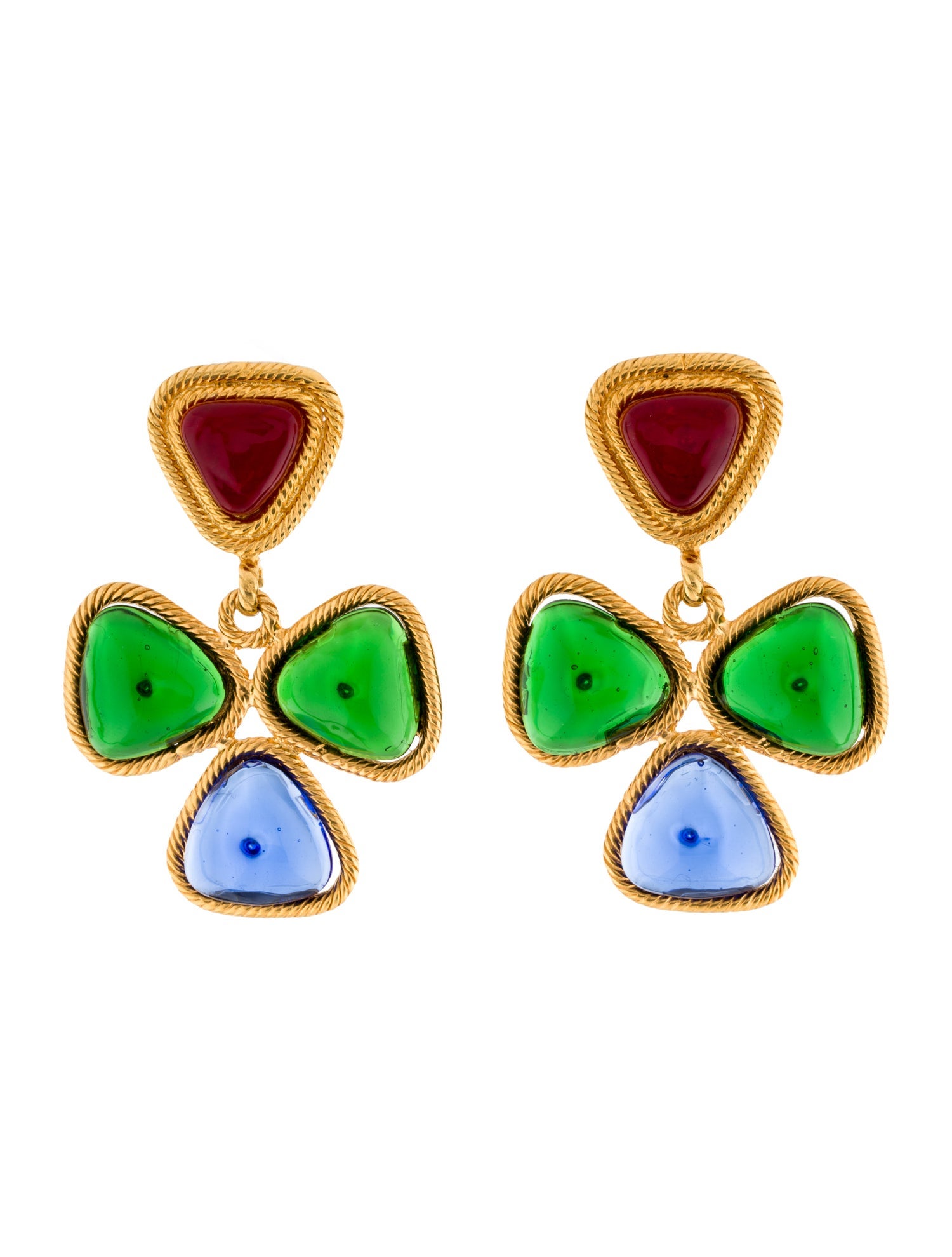 Chanel Vintage Gripoix Clip-On Drop Earrings