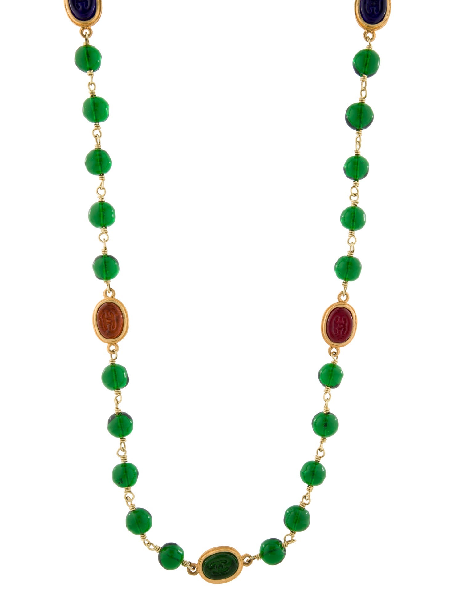 Chanel Vintage Gripoix CC Bead Strand Necklace
