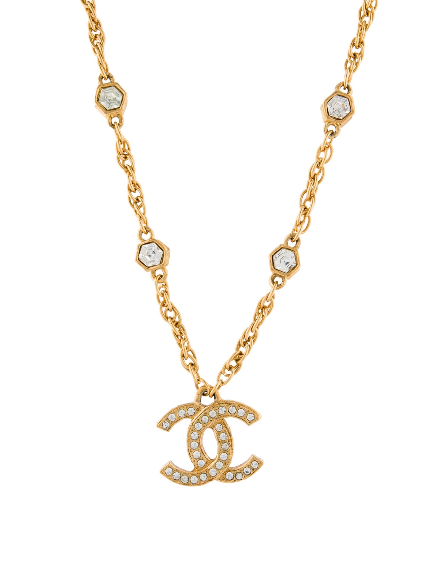 Chanel Vintage Strass CC Pendant Necklace
