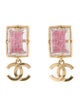 Chanel 2022 Strass & Tweed CC Drop Earrings