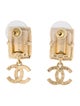 Chanel 2022 Strass & Tweed CC Drop Earrings