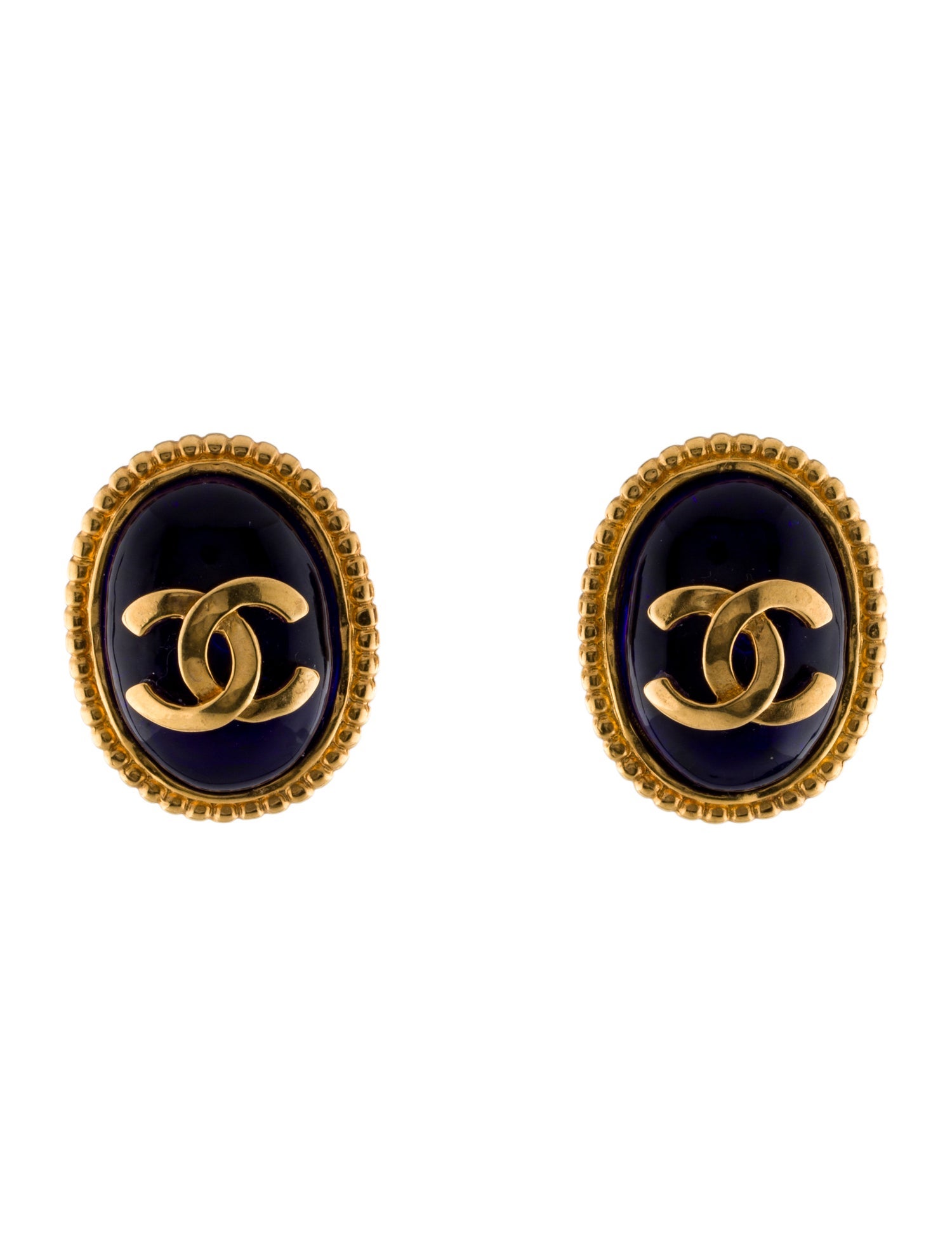 Chanel Vintage Gripoix CC Clip-On Earrings