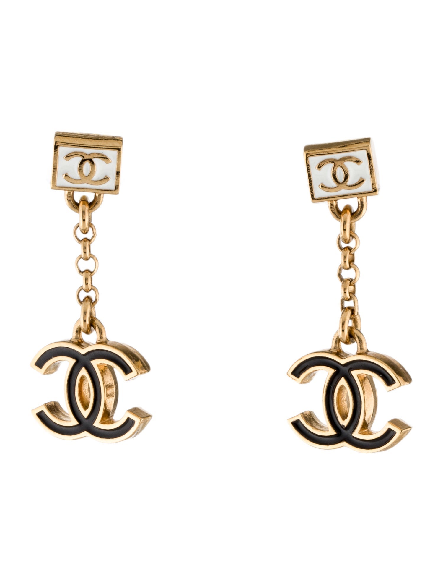 Chanel 2024 Enamel CC Drop Earrings