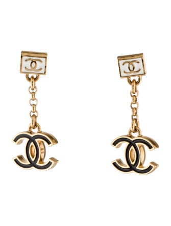 Chanel 2024 Enamel CC Drop Earrings