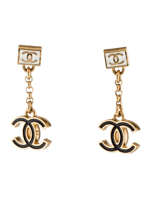 Chanel 2024 Enamel CC Drop Earrings