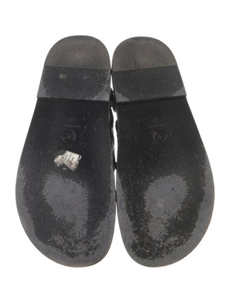 Chanel Interlocking CC Logo Leather Slingback Sandals