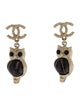 Chanel Glass Owl CC Drop Earrings