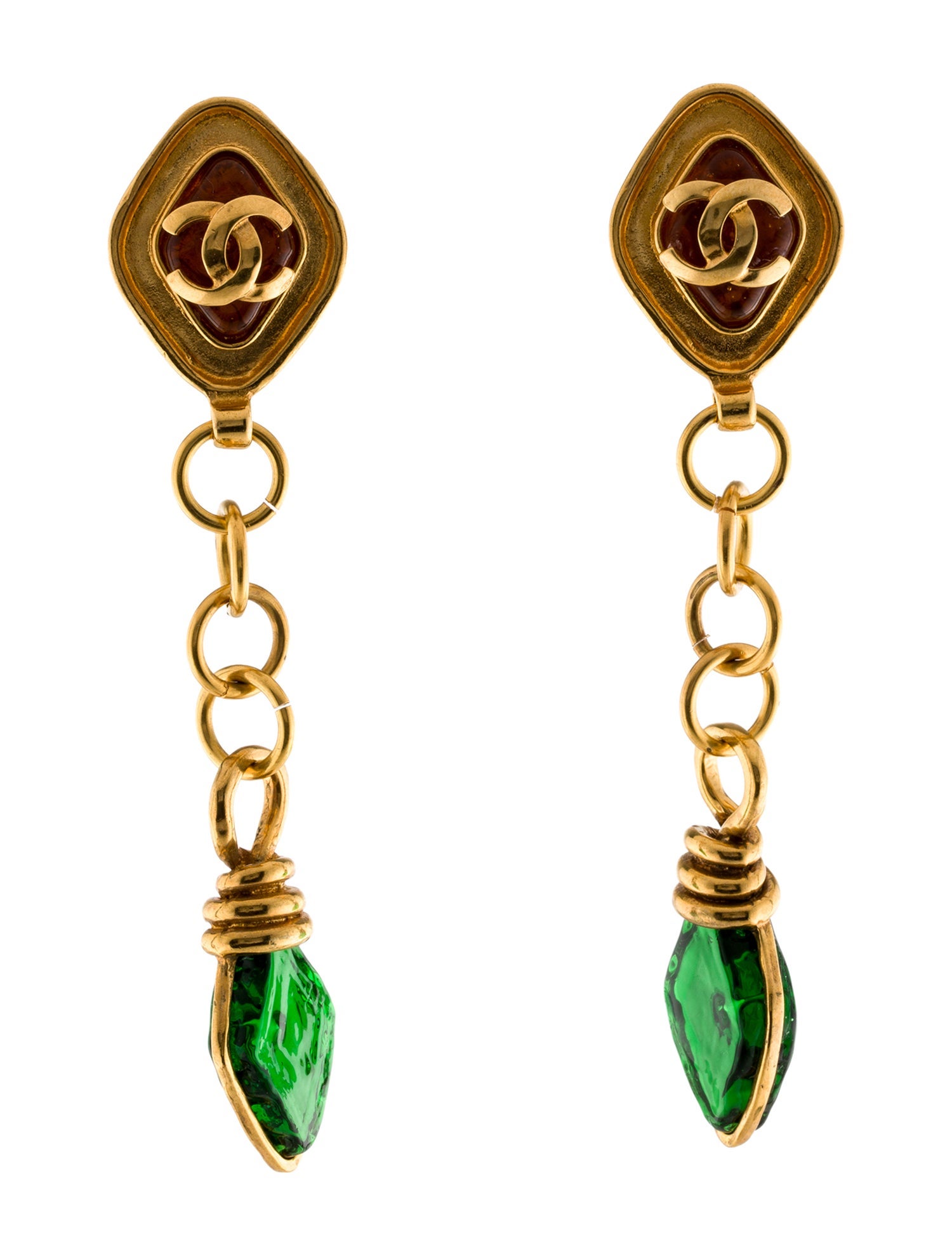 Chanel Vintage Gripoix CC Clip-On Earrings