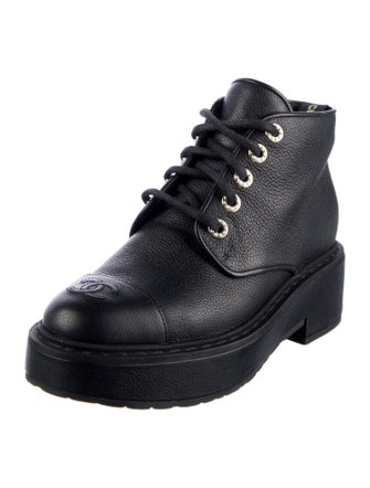 Chanel Interlocking CC Logo Leather Combat Boots
