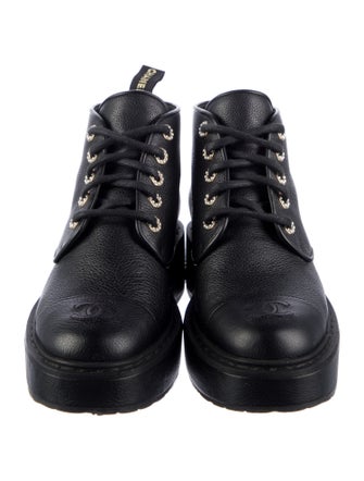 Chanel Interlocking CC Logo Leather Combat Boots