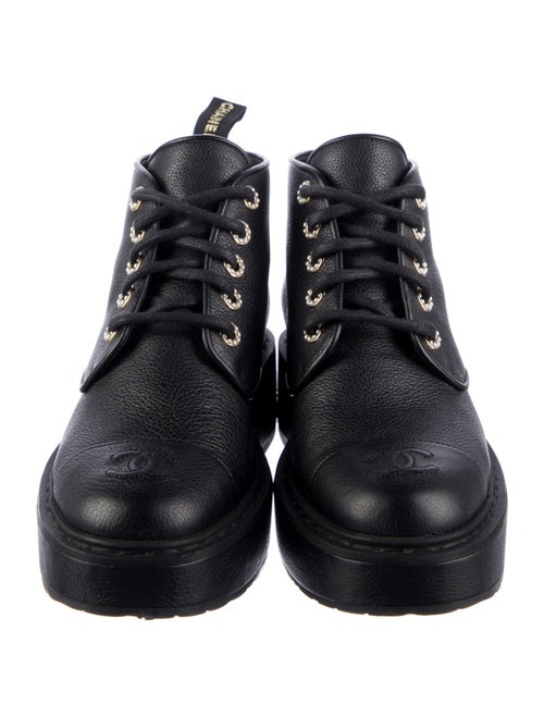 Chanel Interlocking CC Logo Leather Combat Boots