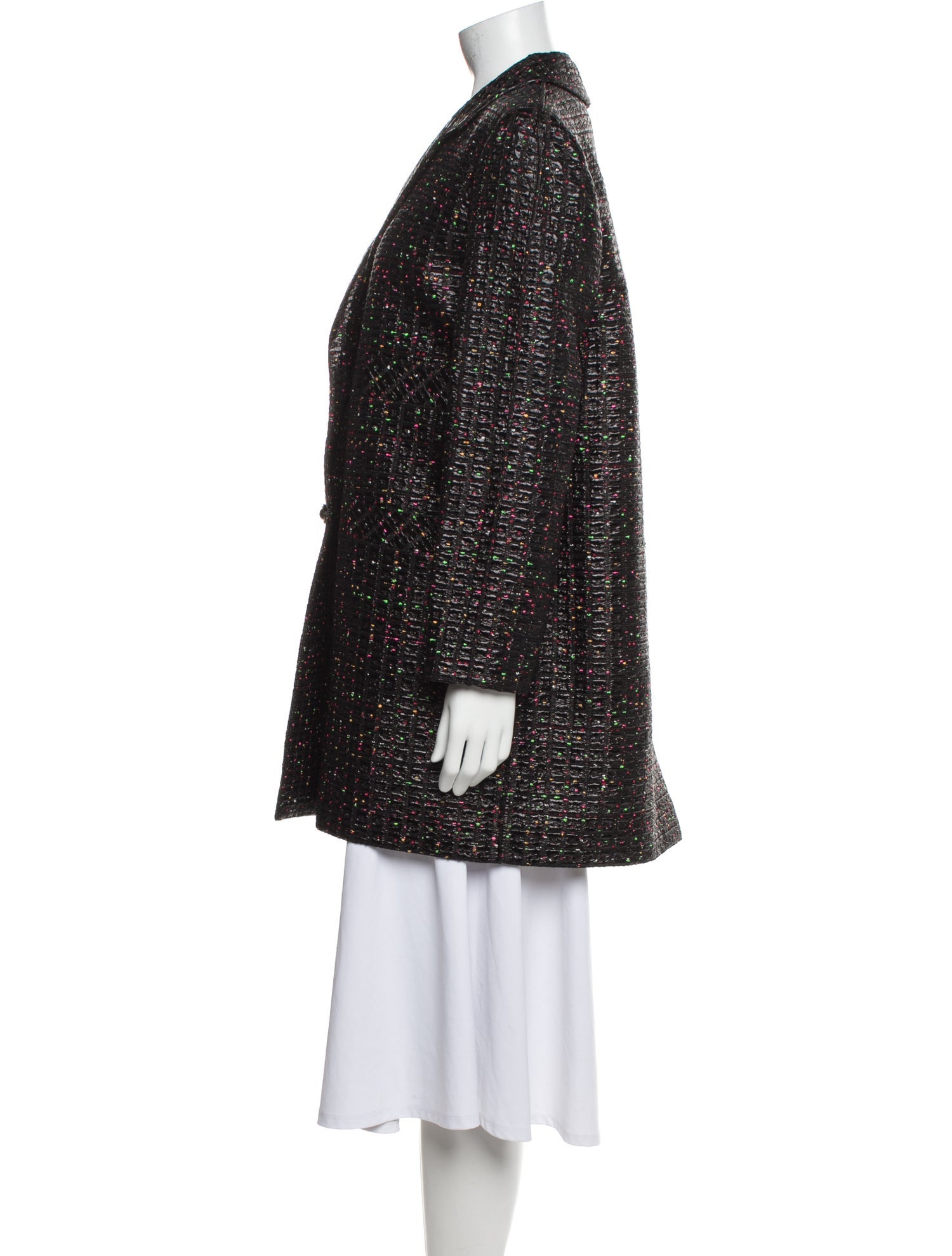 Chanel 2014 Tweed Pattern Faux Fur Coat