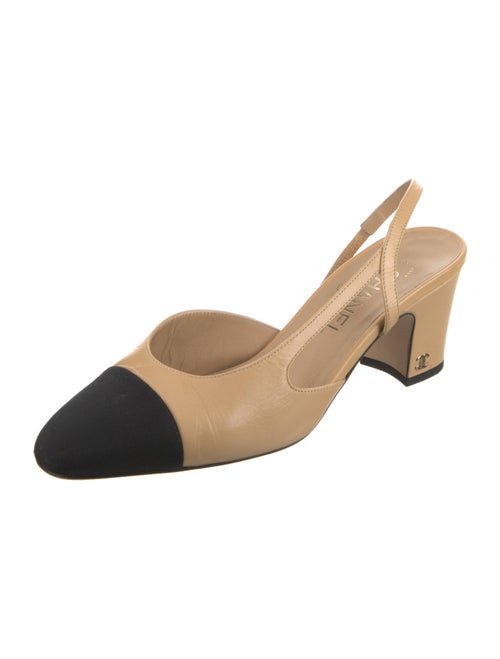 Chanel Interlocking CC Logo Goat Leather Slingback Pumps