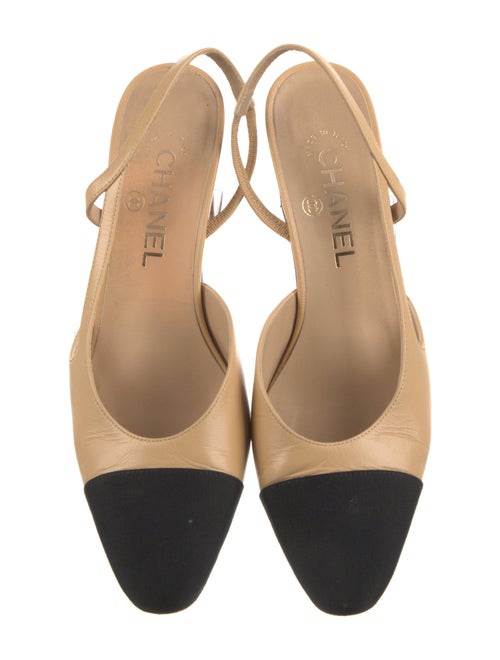 Chanel Interlocking CC Logo Goat Leather Slingback Pumps