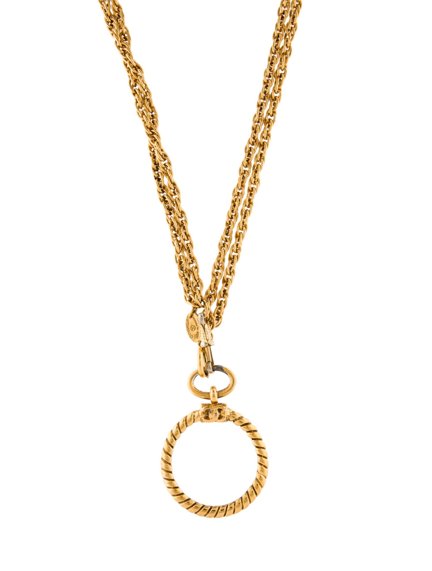 Chanel Vintage Magnifying Glass Double Strand Pendant Necklace