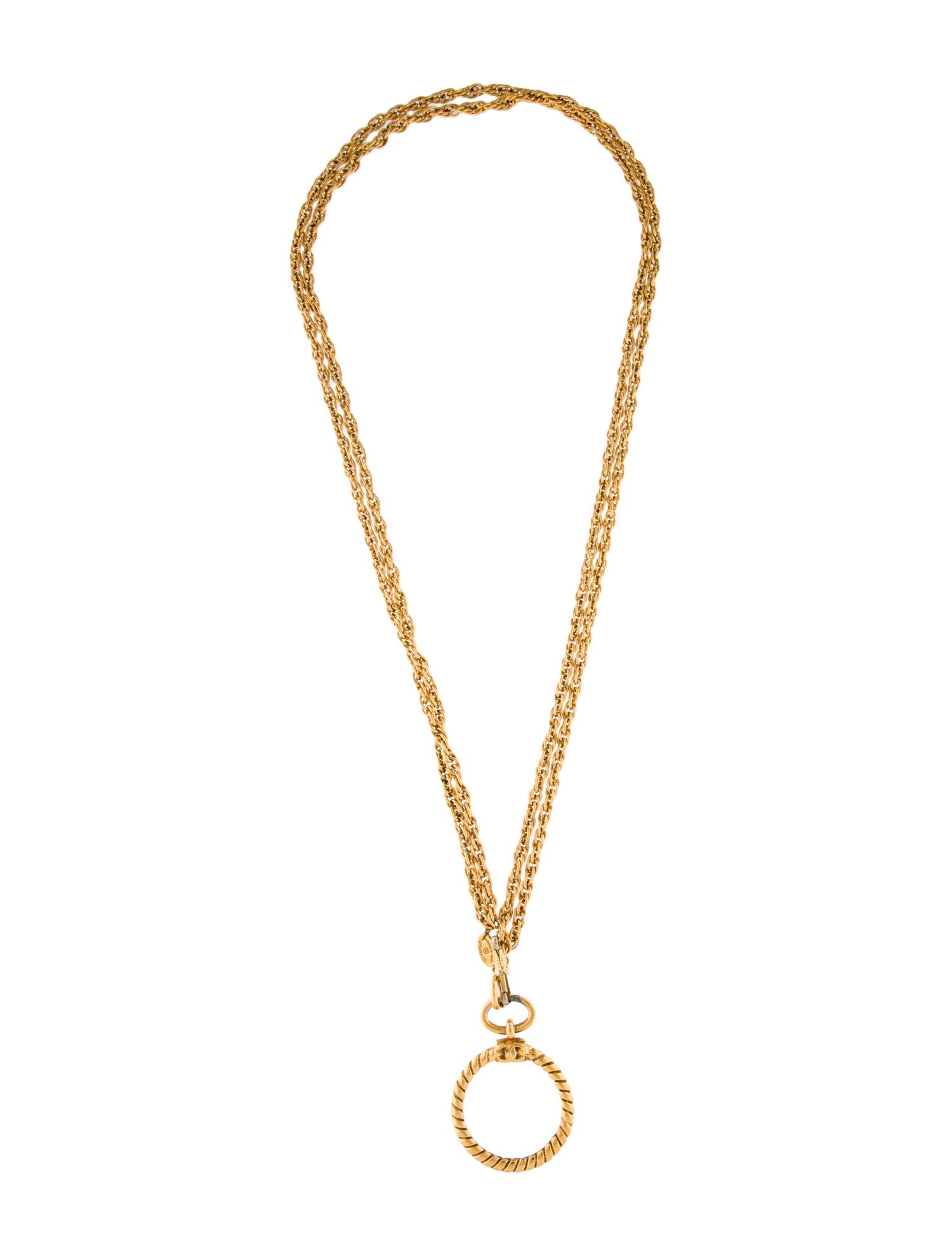 Chanel Vintage Magnifying Glass Double Strand Pendant Necklace