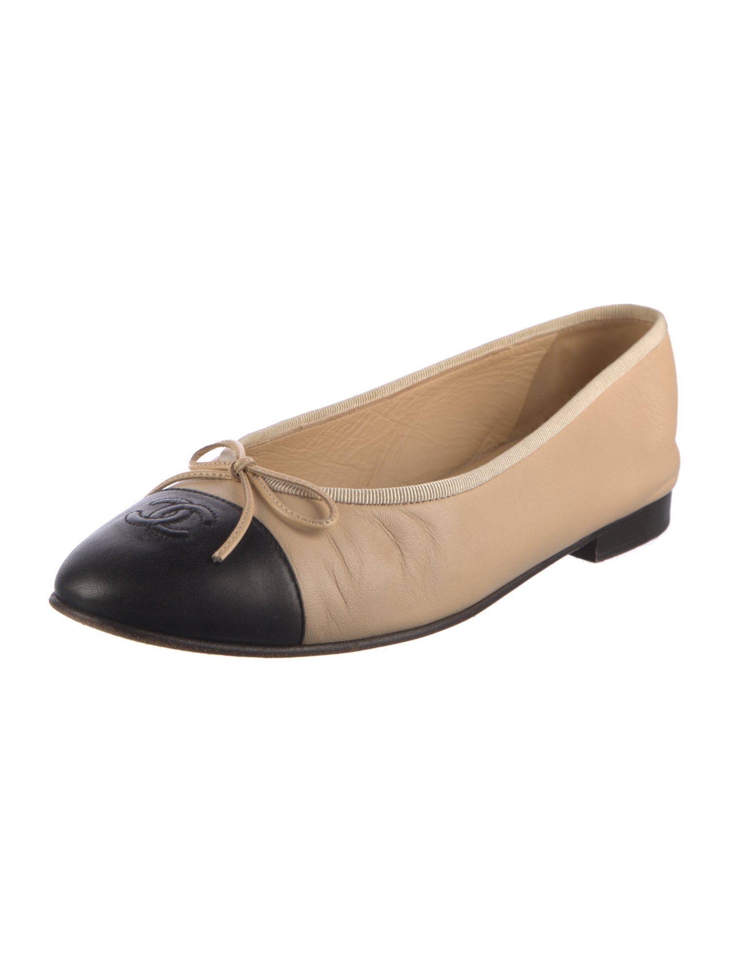 Chanel Interlocking CC Logo Lambskin Ballet Flats