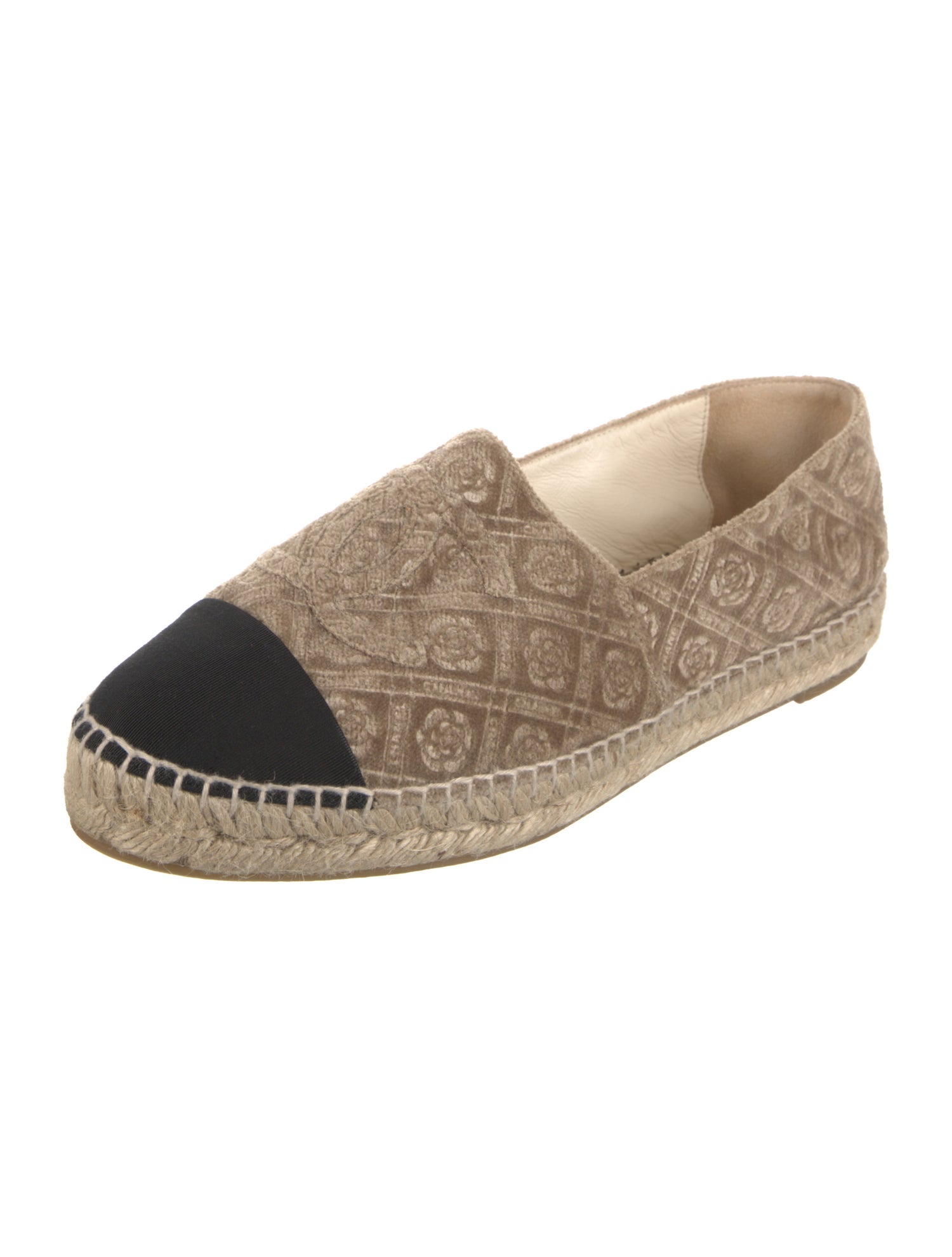 Chanel Interlocking CC Logo Velvet Espadrilles