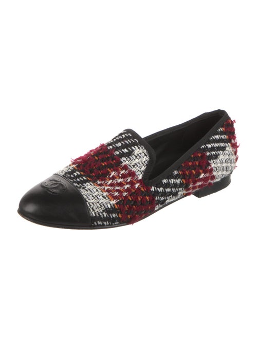 Chanel Interlocking CC Logo Tweed Loafers