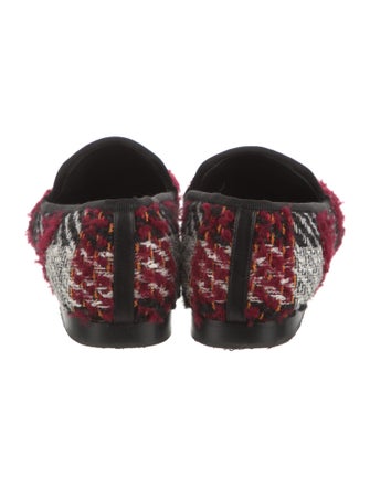 Chanel Interlocking CC Logo Tweed Loafers