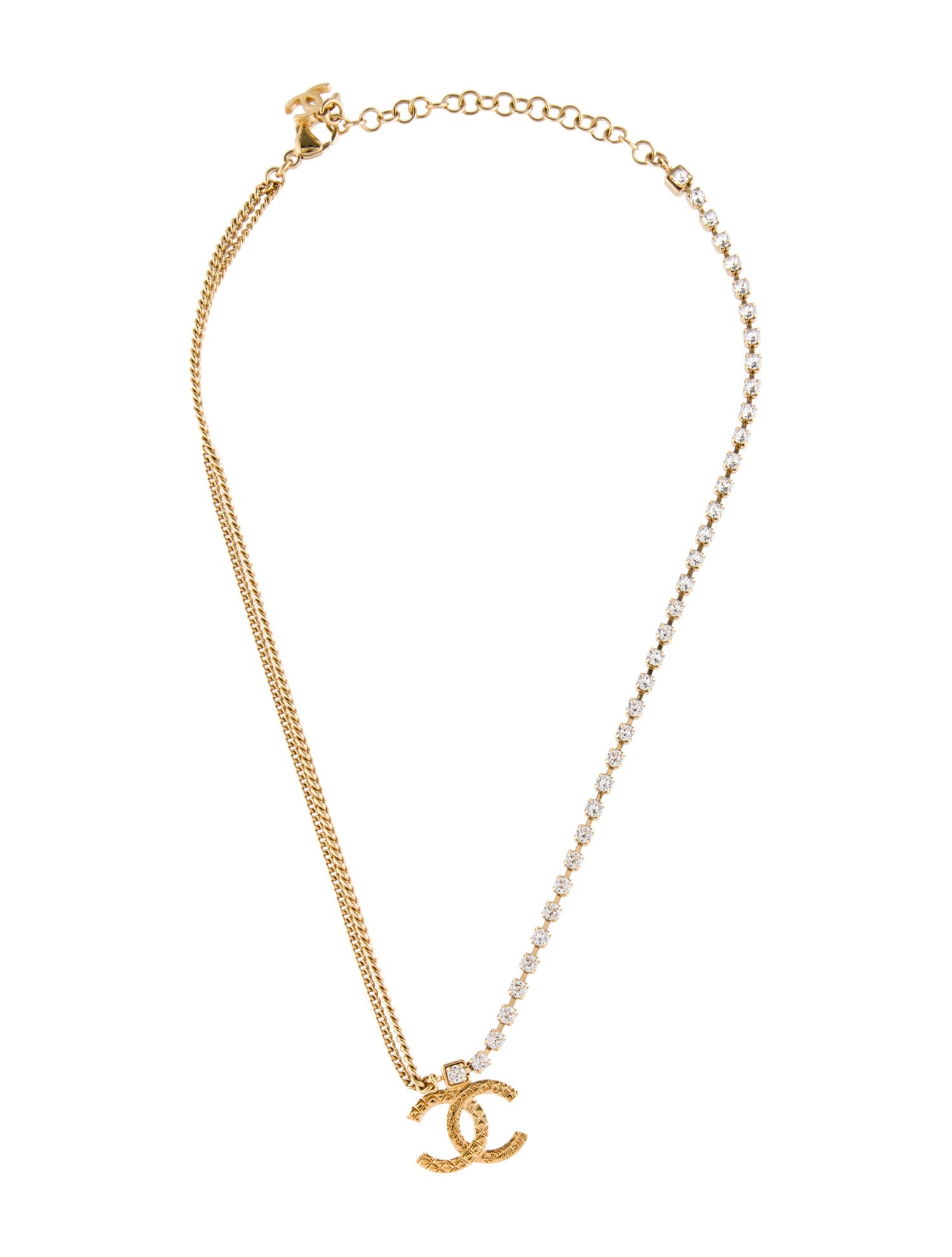 Chanel 2024 Strass CC Pendant Necklace