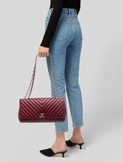 Chanel Surpique Chevron Flap Bag