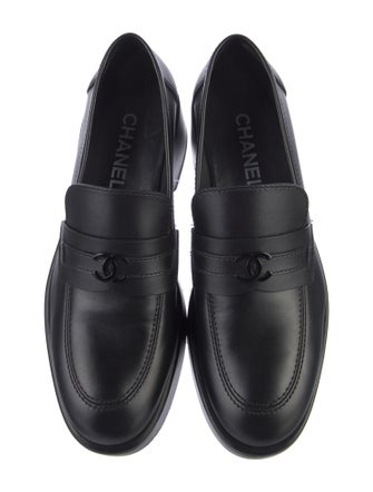 Chanel Interlocking CC Logo Leather Loafers