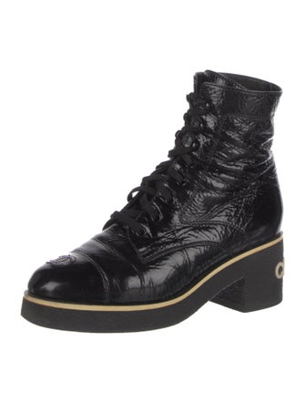 Chanel 2021 Interlocking CC Logo Combat Boots
