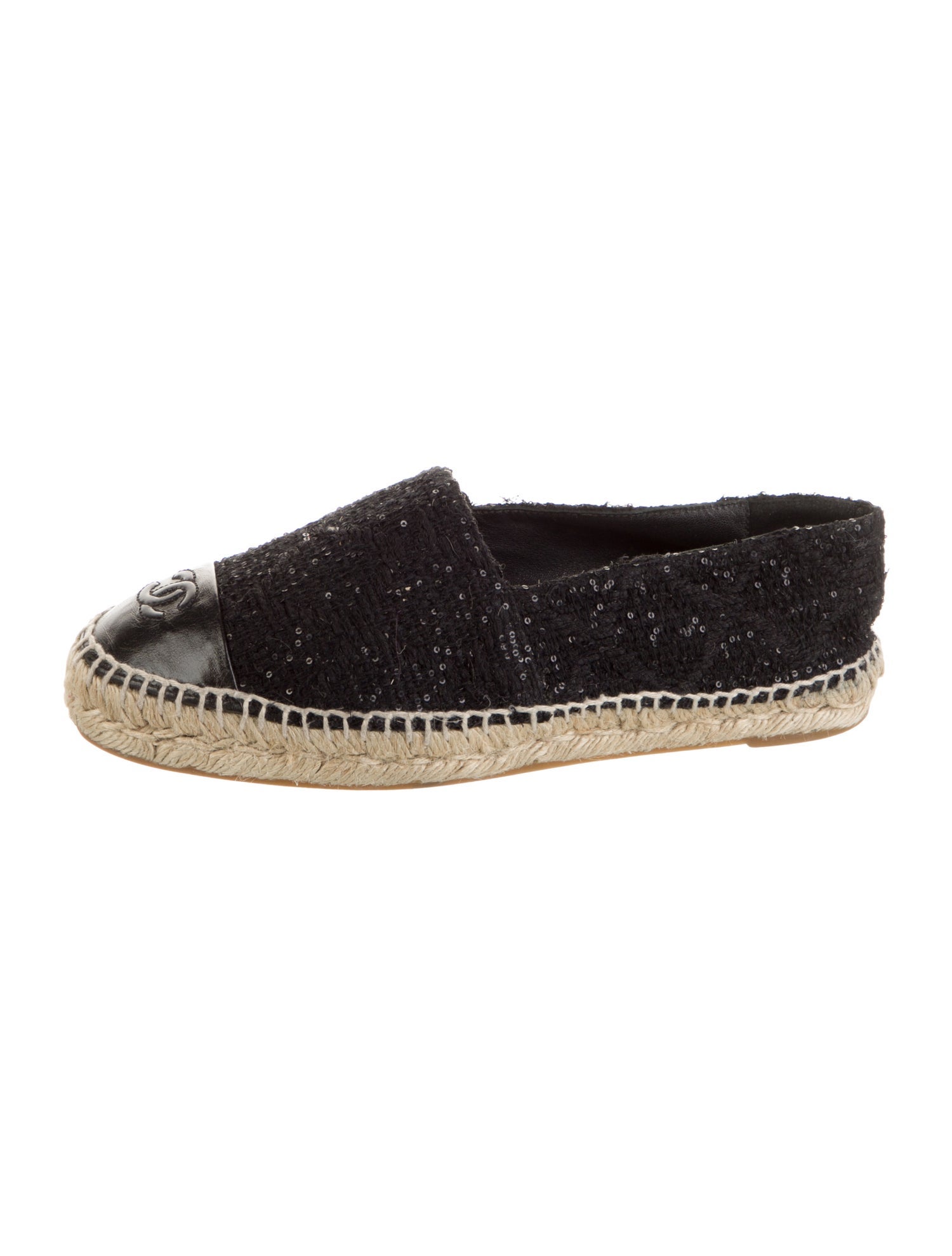 Chanel Interlocking CC Logo Tweed Espadrilles