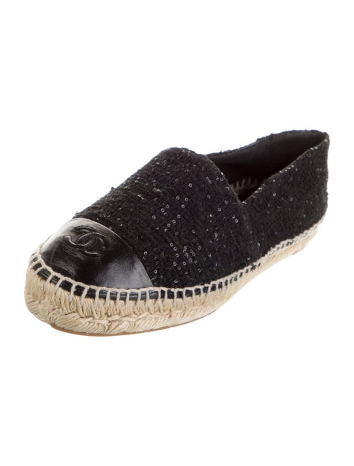 Chanel Interlocking CC Logo Tweed Espadrilles